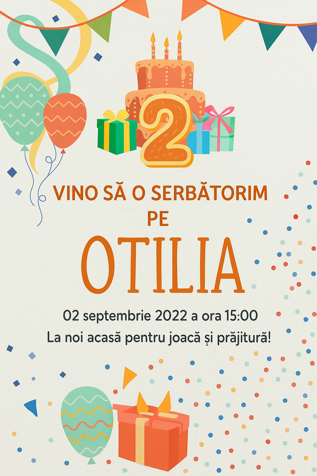 Exemplu invitație aniversare
